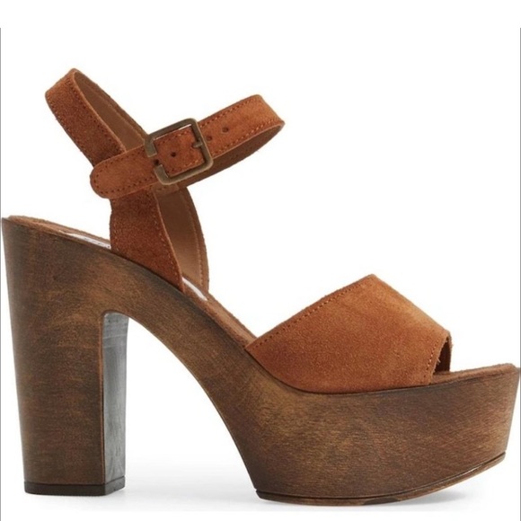 Steve Madden Lulla Black Suede Leather Platform Sandals - Picture 2 of 9